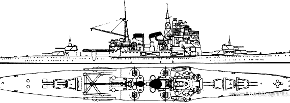 Крейсер IJN Atago [Heavy Cruiser] - чертежи, габариты, рисунки